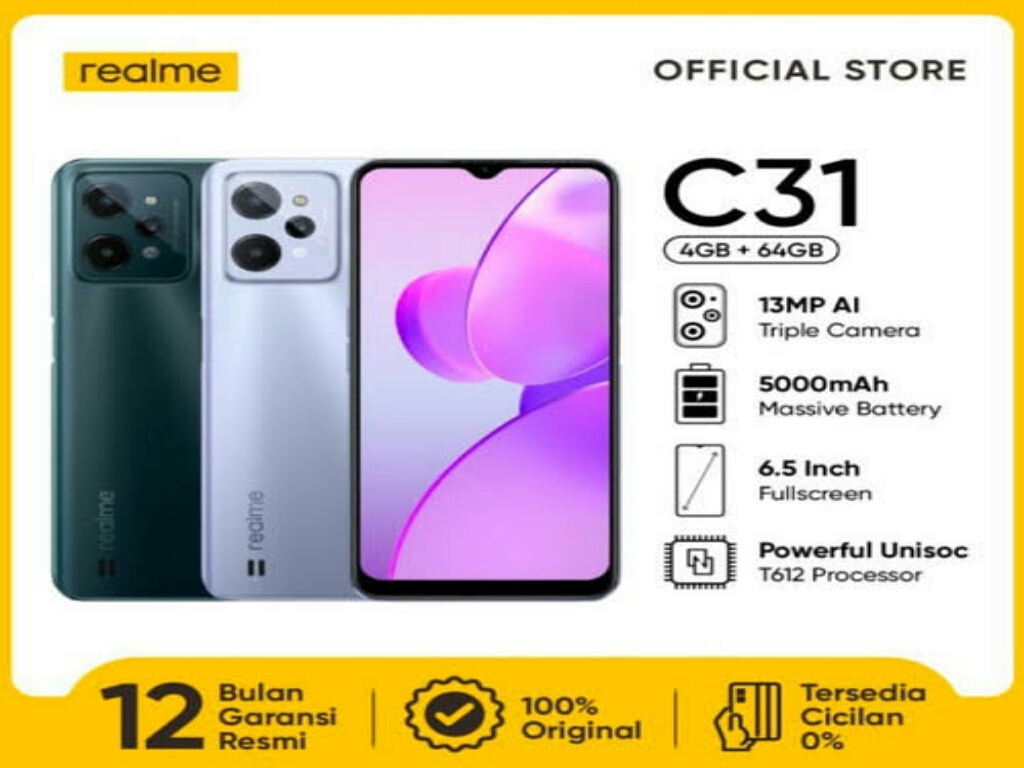 Kelebihan Smartphone Realme C31, Desain Simetris Kamera Belakang Mirip iPhone