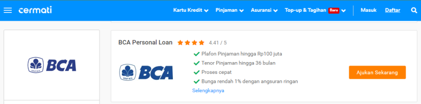 Pinjol BCA resmi personal loan.